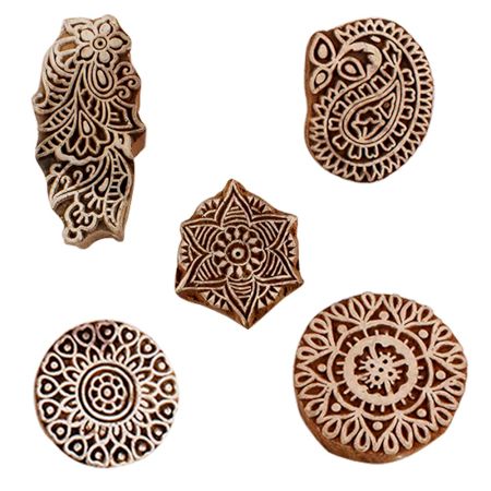 Set of 5 Piece New Mix Wooden Printing Blocks